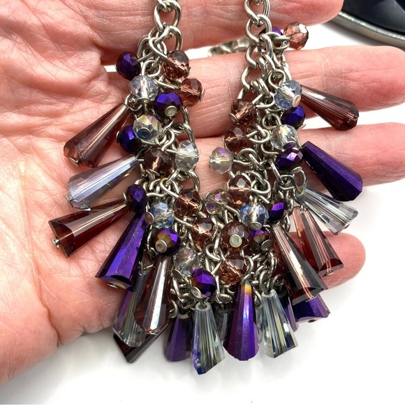 Necklace Bundle of Six Silver Tone Black + Bracelet - Picture 6 of 12